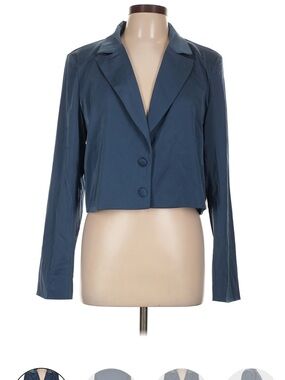 Cropped Blue Women's Blazer Jacket